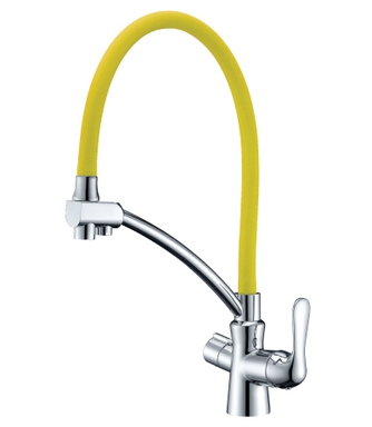 COMFORT Смеситель для кухни, с гибким изливом, подключение к фильтру питьевой воды, хром/желтый LM3070C-Yellow