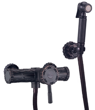 Жасмин Смеситель настенный с гигиеническим душем, черная бронза LM6618ORB