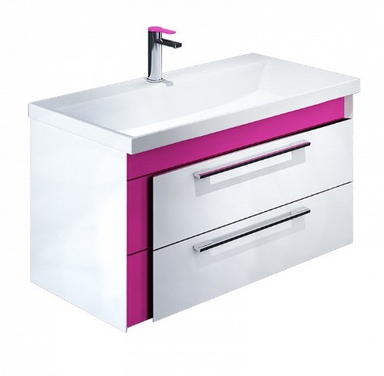 Тумба с умывальником для ванной комнаты, подвесная, белая/розовая, 90 см, Color Plus, IDDIS, COL90P0i95K COL90P0i95K