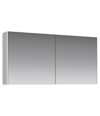 Зеркальный шкаф 120 см с двумя дверьми на петлях с доводчиком. Цвет белый MOB0412+MOB0717W