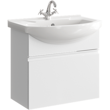 Подвесная тумба 65 см с одним ящиком в белом цвете, с умывальником ROD01061