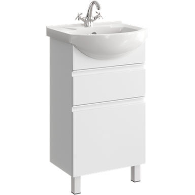 Напольная тумба 50 см с двумя ящиками в белом цвете, с умывальником ROD01052N