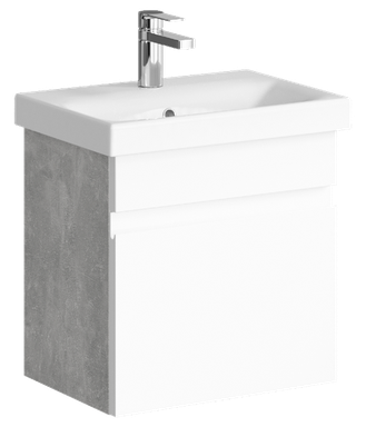 Подвесная тумба с одним ящиком, цвет бетон светлый с умывальником SRT0105BS