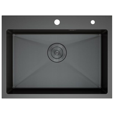 Кухонная мойка нерж.сталь графит D&K DKS605006, в комплекте с сифоном, корзиной, дозатором DKS605006