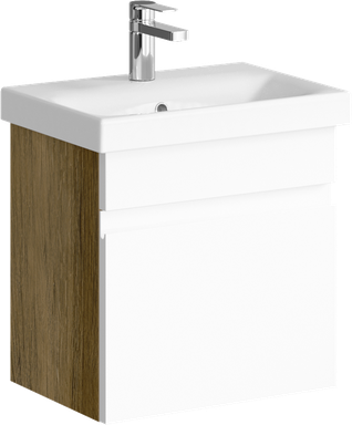 Подвесная тумба с одним ящиком, цвет дуб балтийский с умывальником SRT0105DB