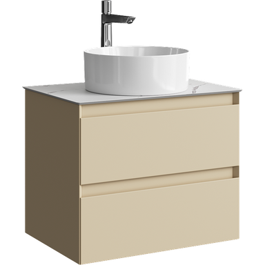 Подвесная тумба с двумя ящиками 65 см, цвет морская дюна со столешницей мрамор белый и наставным умывальником  GE01652MD+STG662X476MW