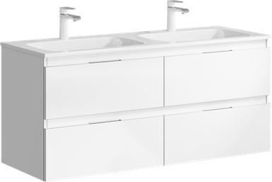 Подвесная тумба с четырьмя ящиками в белом цвете с умывальником из литьевого мрамора ACC0112W