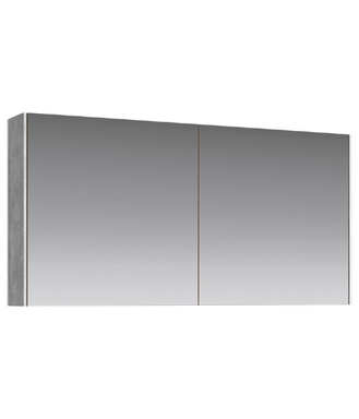 Зеркальный шкаф 120 см с двумя дверьми на петлях с доводчиком. Цвет бетон светлый MOB0412+MOB0717BS