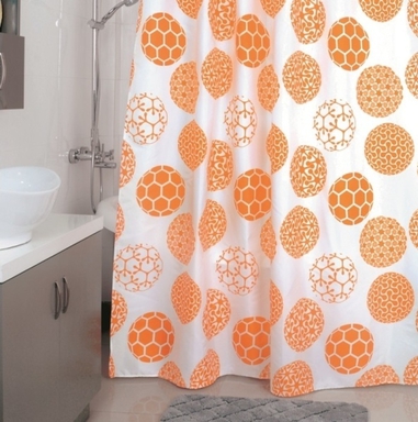 Штора для ванной комнаты, 180*200 см, полиэстер, Orange Dots, Milardo, 850P180M11 850P180M11