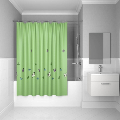 Штора для ванной комнаты, 200*200 см, полиэстер, green  butterfly, IDDIS, SCID032P SCID032P