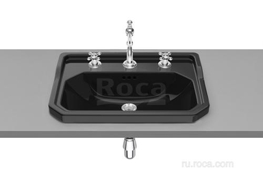 Раковина Roca Carmen накладная 60х45, 3 отверстия для смесителя, черный 3270A5563 3270A5563