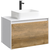 Подвесная тумба 80 см с двумя ящиками: основной и внутренний, скрытый за фасадом. Цвет белый/дуб балтийский; с умывальником