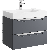 Подвесная тумба в сером матовом цвете с двумя ящиками с умывальником из литьевого мрамора