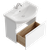 Подвесная тумба 65 см с одним ящиком в белом цвете, с умывальником