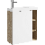 Подвесная тумба 60 см левая с одной дверью и открытыми полочками, цвет: корпус - дуб давос, фасад - белый матовый