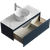 Подвесная тумба с одним ящиком 100 см, цвет серый со столешницей мрамор белый и наставным умывальником