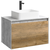 Подвесная тумба 80 см с двумя ящиками: основной и внутренний, скрытый за фасадом. Цвет бетон светлый/дуб балтийский; с умывальником