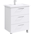 Напольная тумба в белом глянцевом цвете с тремя ящиками с умывальником