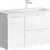 Подвесная тумба с двумя ящиками и одной дверью в белом цвете с умывальником из литьевого мрамора (чаша справа)