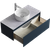 Подвесная тумба с одним ящиком 100 см, цвет серый со столешницей серый камень и наставным умывальником 