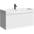 Подвесная тумба 100 см с одним ящиком в белом цвете, с умывальником