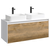 Подвесная тумба 120 см с двумя ящиками: основной и внутренний, скрытый за фасадом. Цвет белый/дуб балтийский; с умывальником