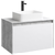 Подвесная тумба 80 см с двумя ящиками: основной и внутренний, скрытый за фасадом. Цвет бетон светлый/белый; с умывальником