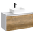 Подвесная тумба 100 см с двумя ящиками: основной и внутренний, скрытый за фасадом. Цвет белый/дуб балтийский; с умывальником