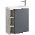 Подвесная тумба 60 см правая с одной дверью и открытыми полочками, цвет: корпус - светлый камень, фасад - серый матовый
