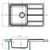Мойка для кухни из литого мрамора AQUATON Аманда прямоугольная с крылом графит 1A712832AD210